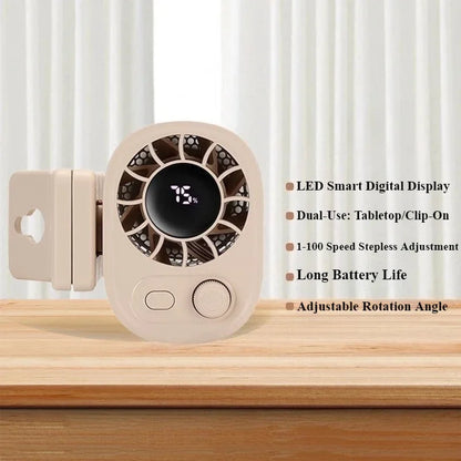 Car Clip on Fan with 360 Rotate 100 Speeds Wind Adjustable USB Rechargeable Personal Cooling Fan Mini Handheld Electric Fan