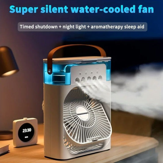 New 3 in 1 Fan Air Conditioner Household Mini Air Cooler LED Night Light Portable Humidifier Air Adjustment Fan Office Home Fan