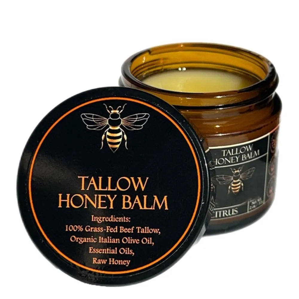 Hot Tangerine Body Tallow Balm with Raw Honey Handmade Body Cream AllNatural Fed Beef Tallow Balm Skin Soft Smooth