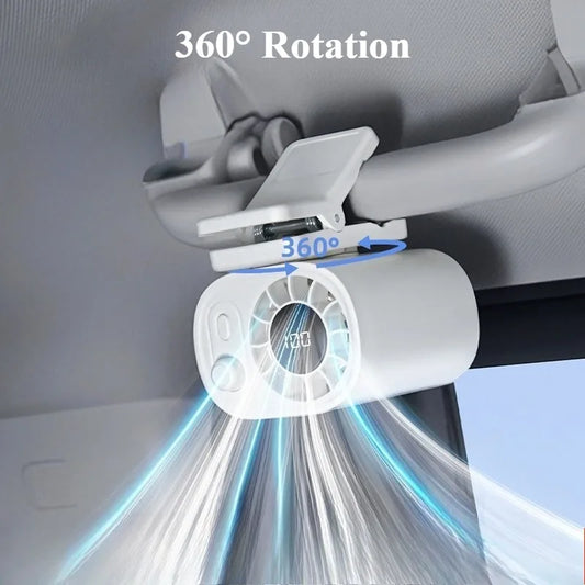 Car Clip on Fan with 360 Rotate 100 Speeds Wind Adjustable USB Rechargeable Personal Cooling Fan Mini Handheld Electric Fan