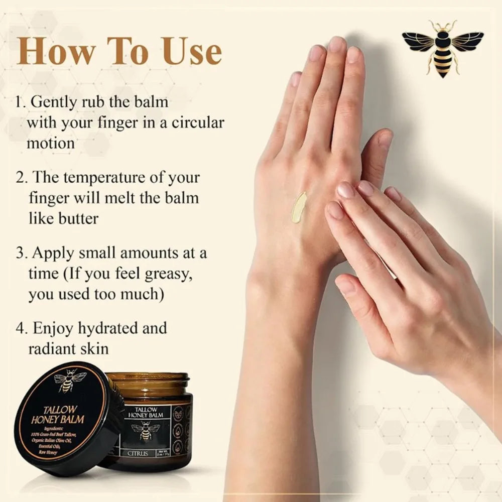 Hot Tangerine Body Tallow Balm with Raw Honey Handmade Body Cream AllNatural Fed Beef Tallow Balm Skin Soft Smooth