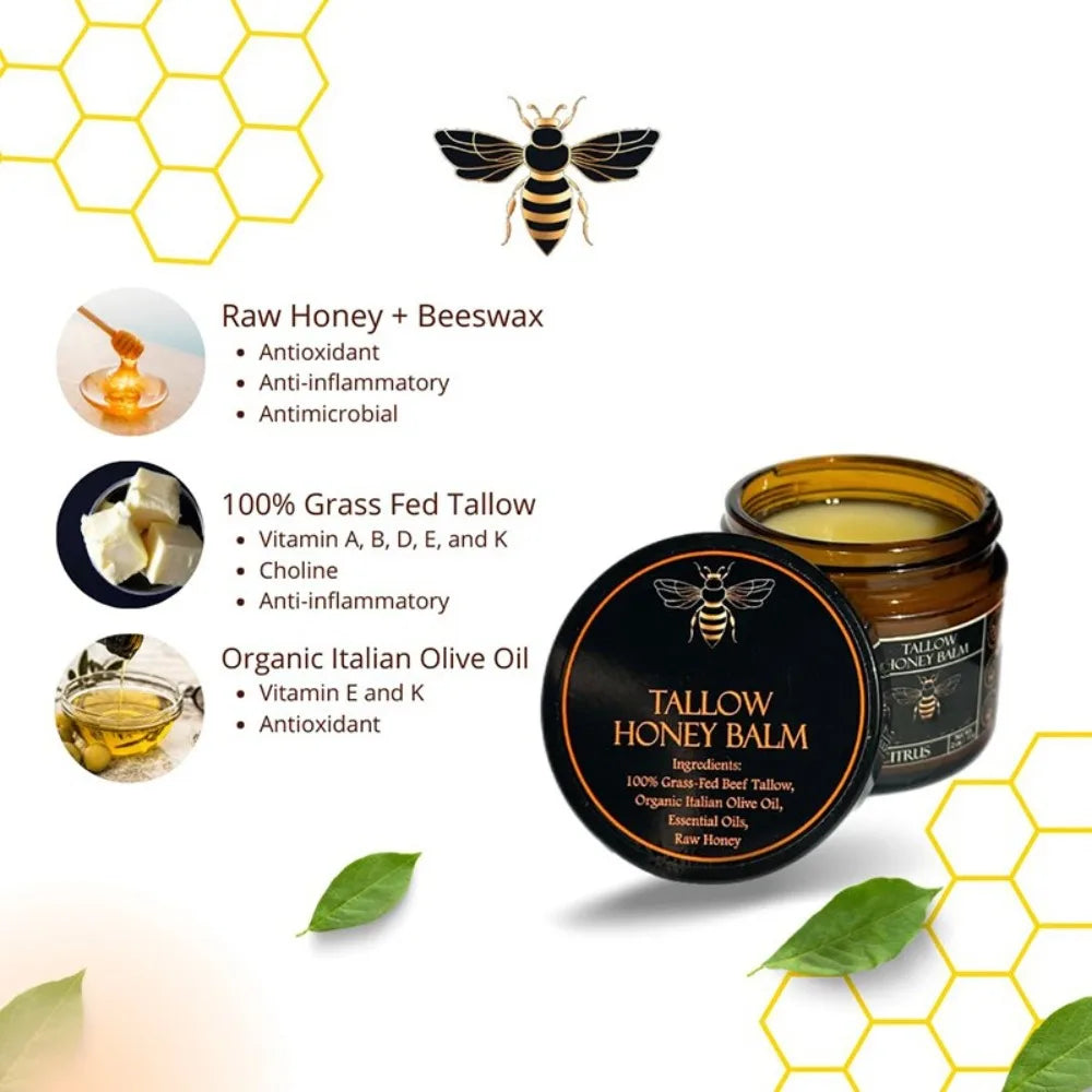 Hot Tangerine Body Tallow Balm with Raw Honey Handmade Body Cream AllNatural Fed Beef Tallow Balm Skin Soft Smooth