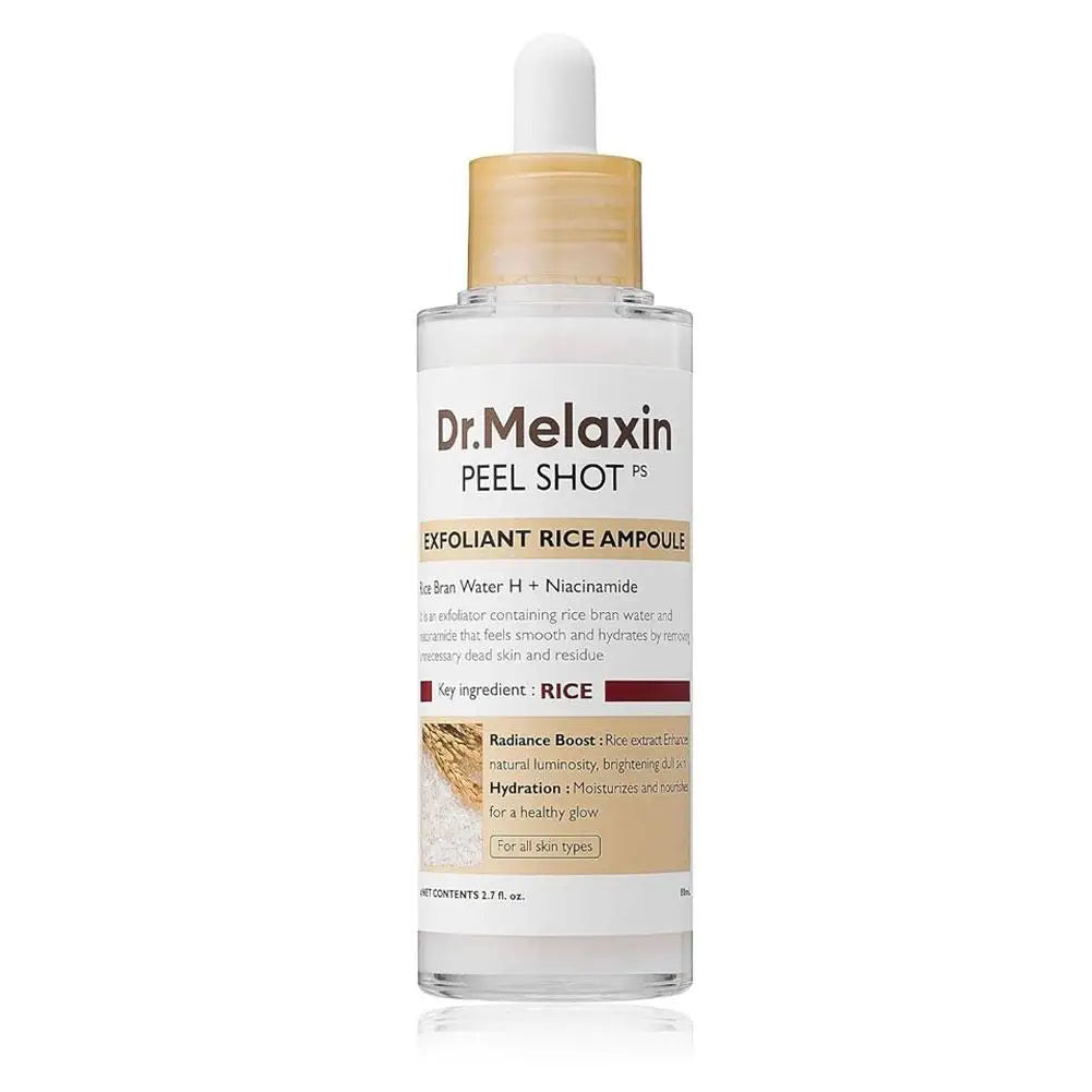 [Dr.Melaxin Official] Peel Shot Glow Rice Ampoule Duo - Serums for Brightening, Exfoliating, and Moisturizing - Suitable for All Skin Types