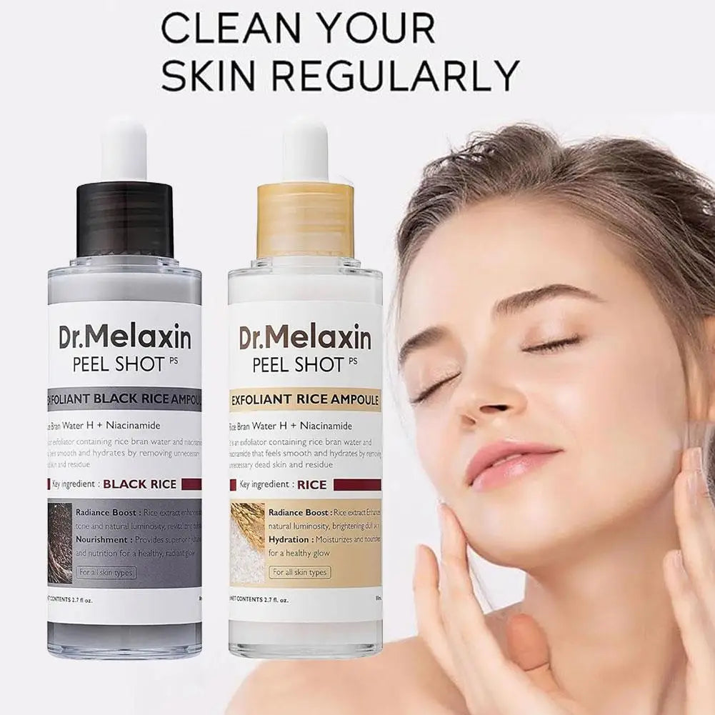 [Dr.Melaxin Official] Peel Shot Glow Rice Ampoule Duo - Serums for Brightening, Exfoliating, and Moisturizing - Suitable for All Skin Types